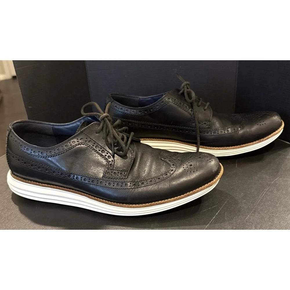 Cole‎ Haan Lunar Grand Mens 12 M Wingtip Oxfords Dress Shoes Black C12007